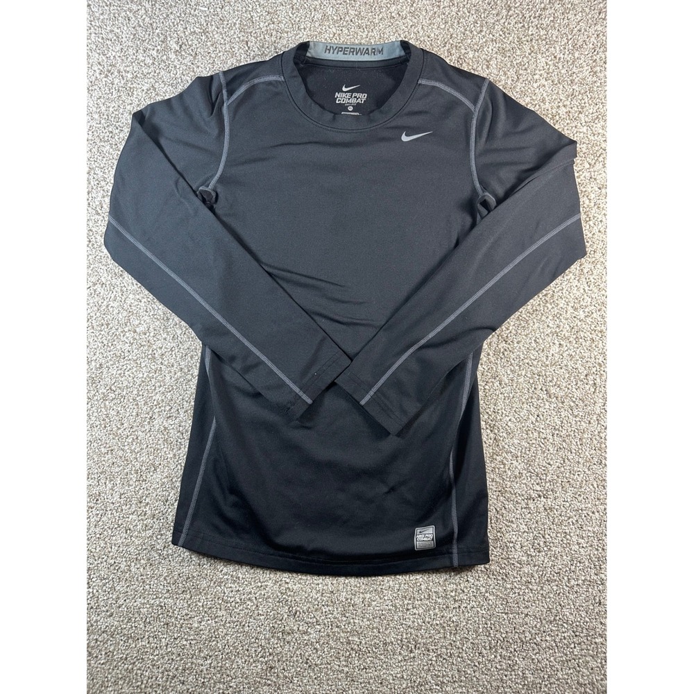 Nike Pro Combat Hyperwarm Compression Shirt XL Black Dri-FIT Long Sleeve Top